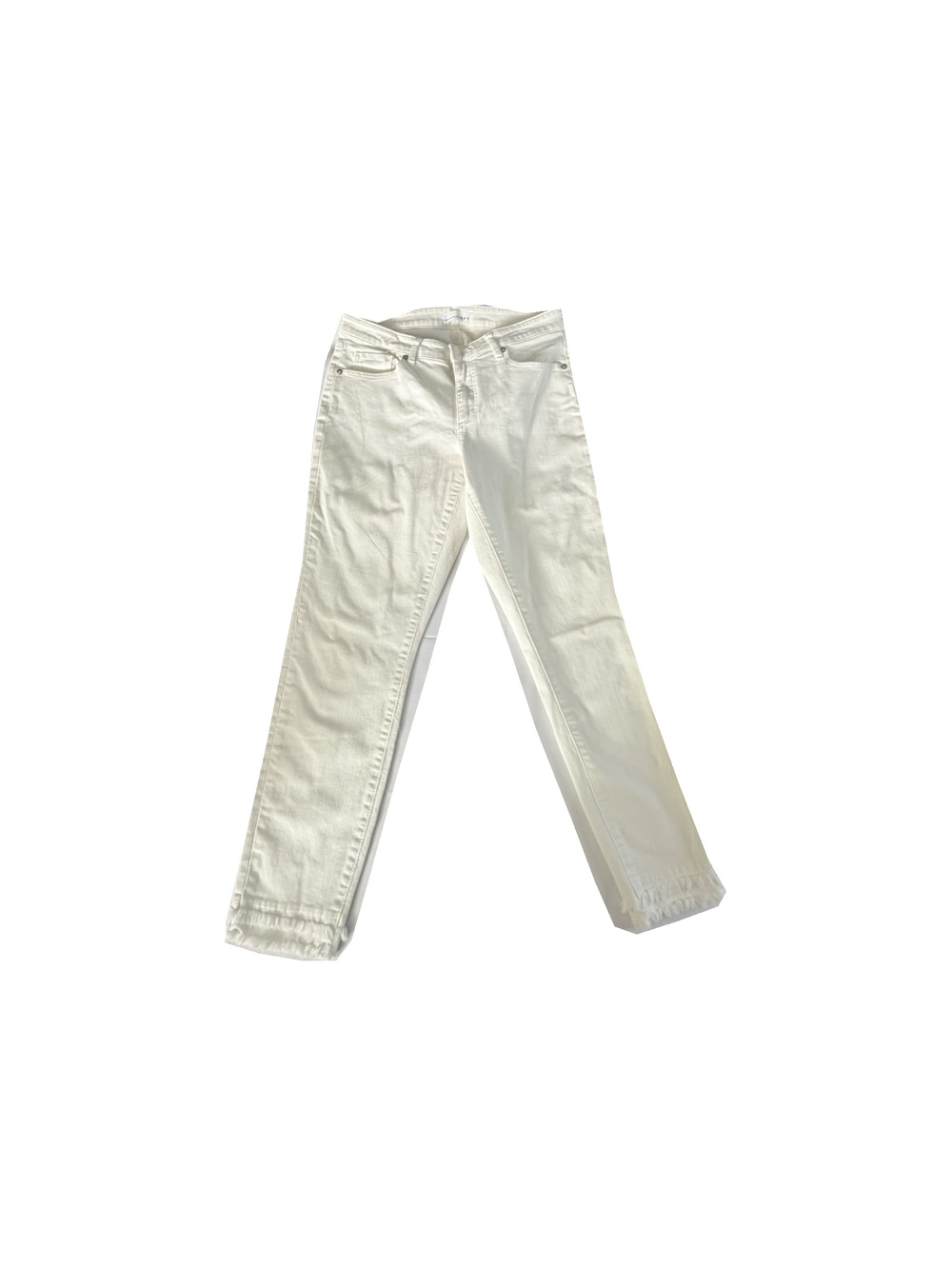 LOFT White Cropped Jeans Size 29/8 Frayed Hem Stretch Denim
